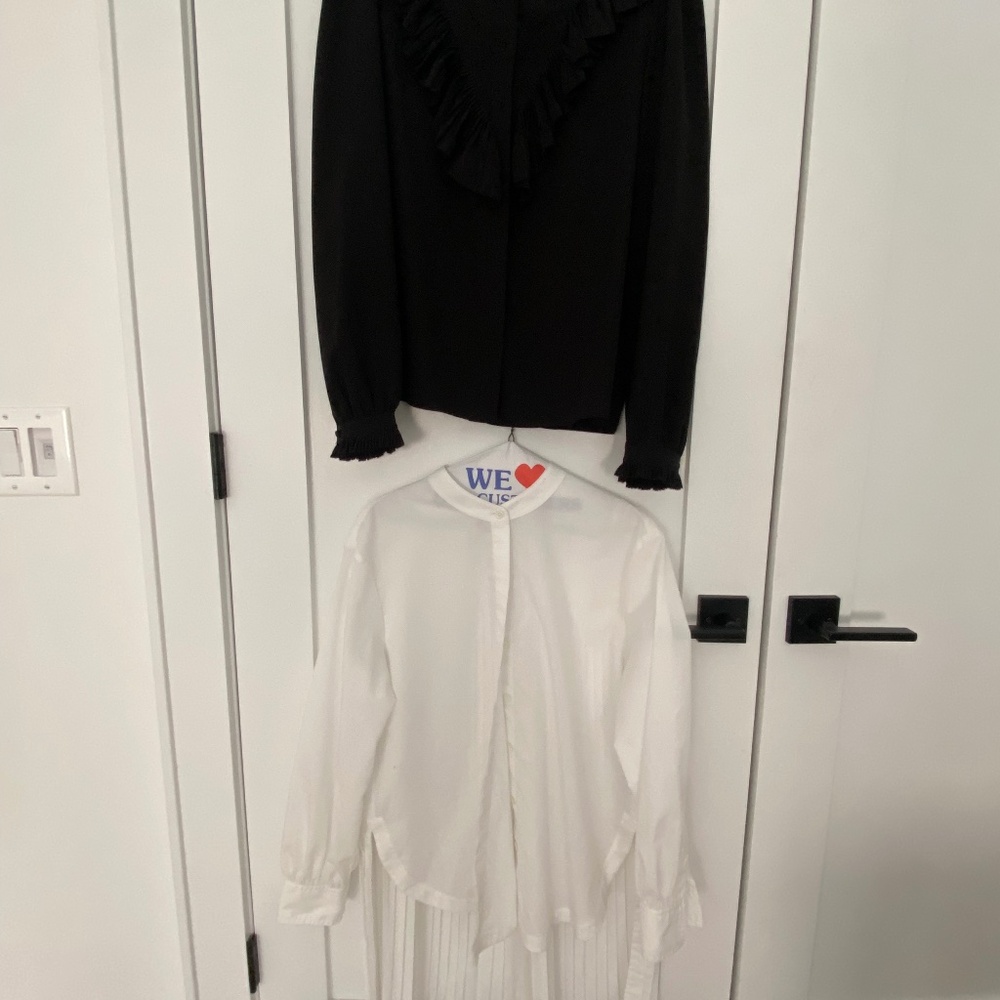 Zadig & Voltaire Silk Button Down & All Saints Mandarin Collar, Pleated Back